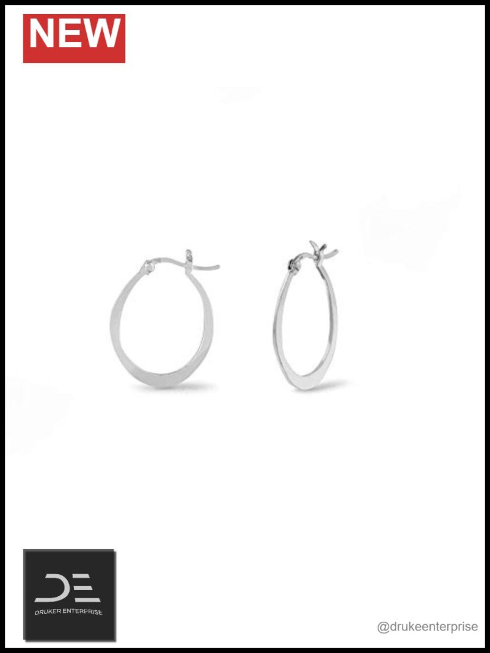 Sterling Silver Horseshoe Hoop Earrings Oval Snap Closure